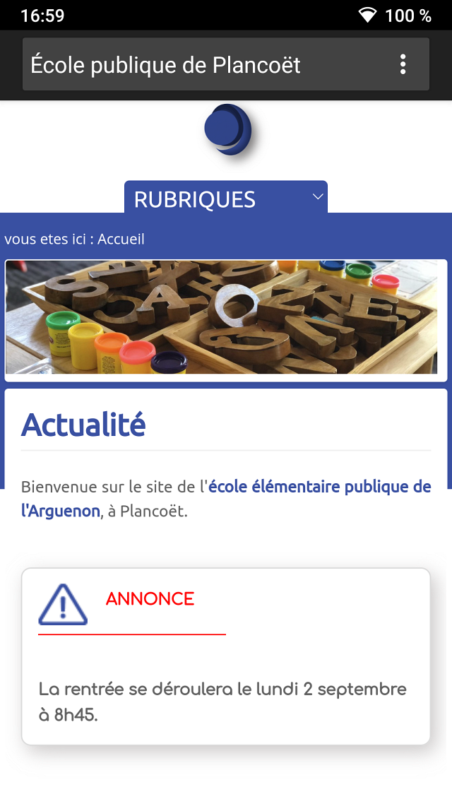 Chrome : Placez vous sur la page d'accueil du site